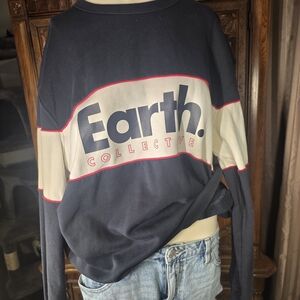 Earth Collective Navy and Cream Long Sleeve Shirt